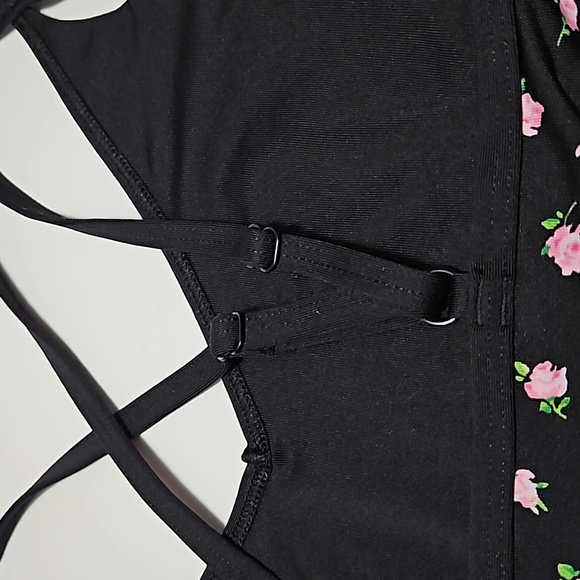 Pink Active Lightly Lined Pull Over Floral Sports Bra Size L-DD  #W-775 - Picture 4 of 9